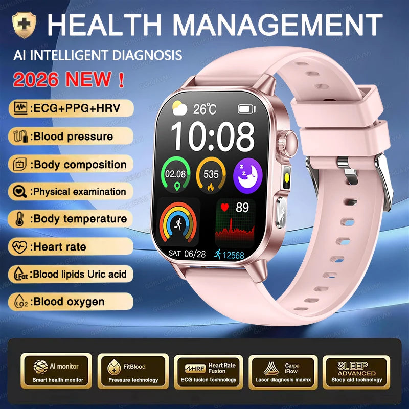 New Men Accurate Health Diagnosis ECG Smart Watch