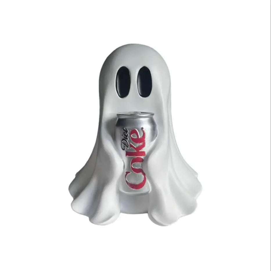 Funny Ghost Holding Soda Can Resin Statue Halloween Desk Decor
