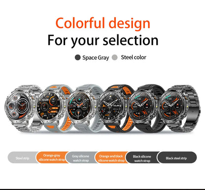 New 1400mAh Big Battery Smart Watch Men Outdoor GPS Flashlight IP68 Waterproof Bluetooth Call AMOLED Military Sports Smartwatch
