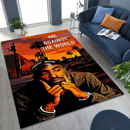 Tupac 2pac Rapper Eminem Hip Hop Rap God Art Rug for Bedroom Living Room Sofa Home Doormat Decor,