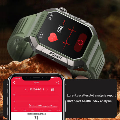 Military Smart Watch Men IP68Waterproof BT Call Fitness Tracker Heart Rate ECG Monitor