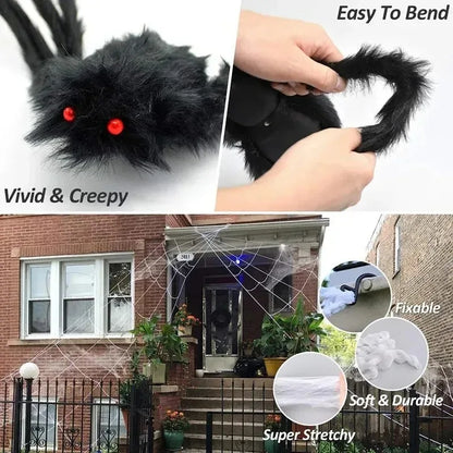 Halloween Decoration Party Prop Outdoor Giant Spider Decor 30-200cm Chamber Prank Black Spider