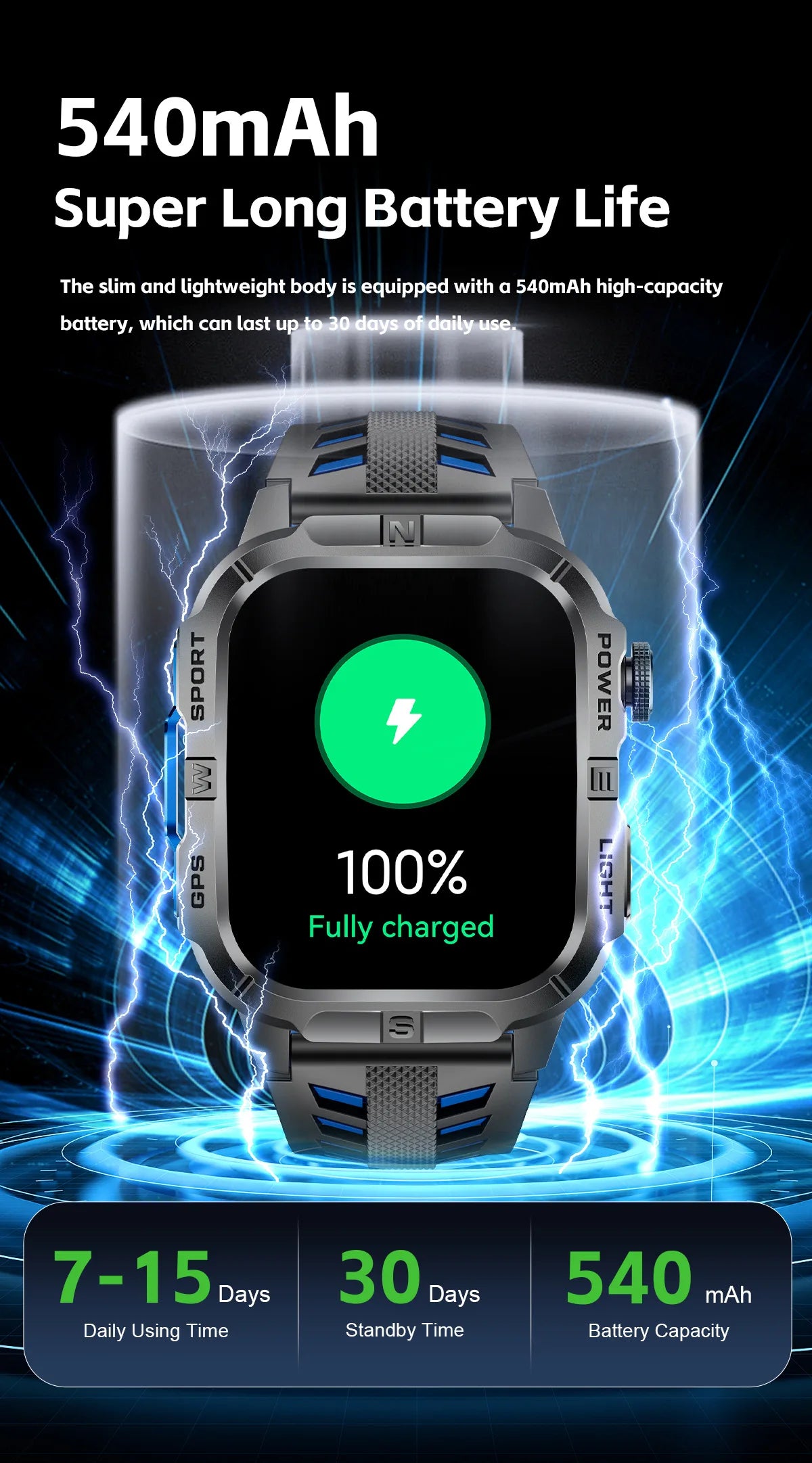 New Military Grade Smart Watch Men 2.01" AMOLED Screen Flashlight 5ATM Waterproof Swim Sports Fitness Tracker Call Smartwatches