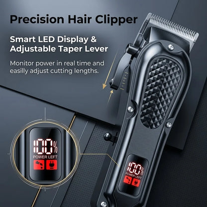 Professional 3-in-1 Electric Hair Clipper Set with LED Display.