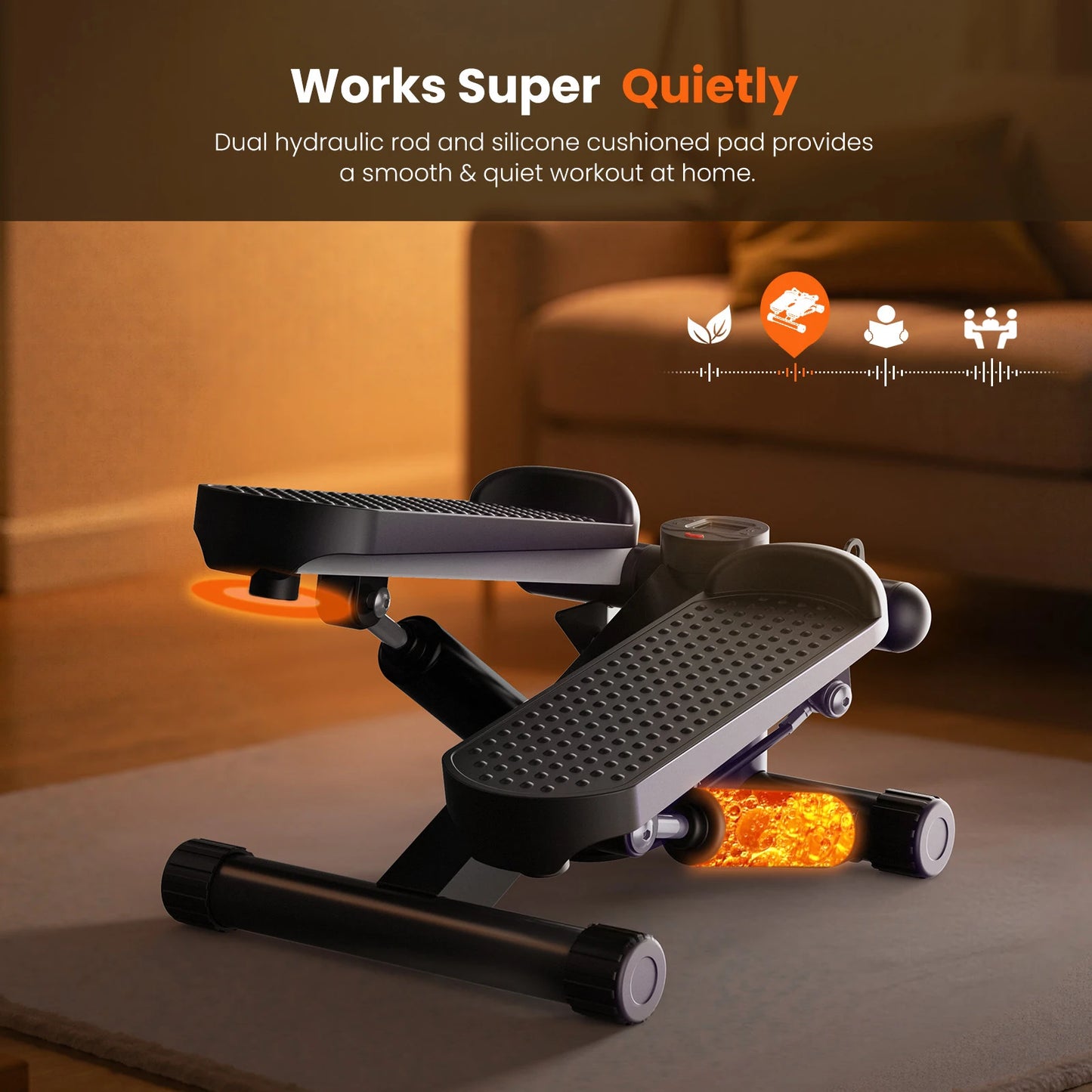 JHK Mini Stepper with Resistance Bands 300 LBS Weight Capacity Hydraulic Home Stepper Machine