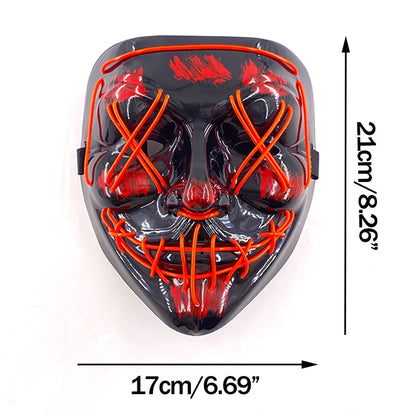 Wireless Neon LED Purge Mask Glow in The Dark Cosplay Horror Mask Halloween