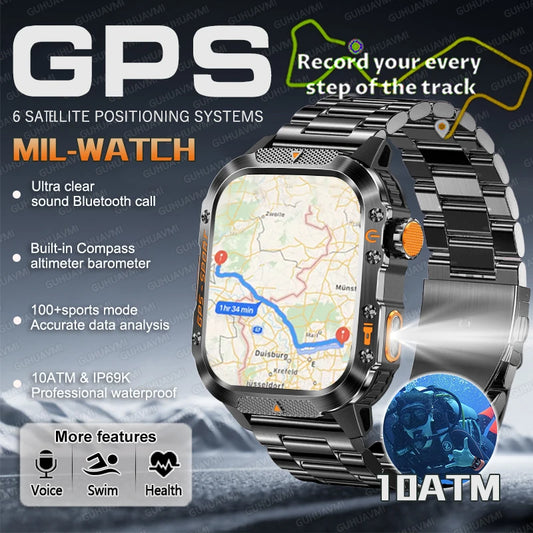GPS T-Rex 3 Swim Sports Smart Watch 10ATM Waterproof Bracelet Flashlight Compass Bluetooth call Men Fitness Military Smartwatch