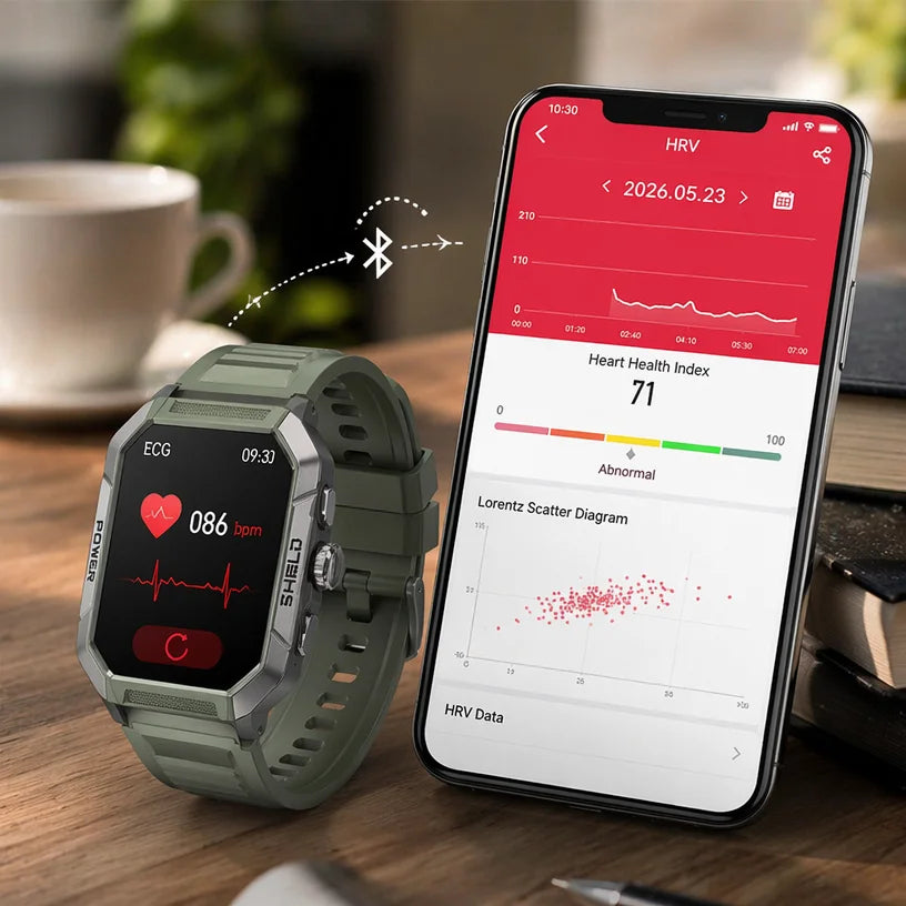 Military Smart Watch Men IP68Waterproof BT Call Fitness Tracker Heart Rate ECG Monitor