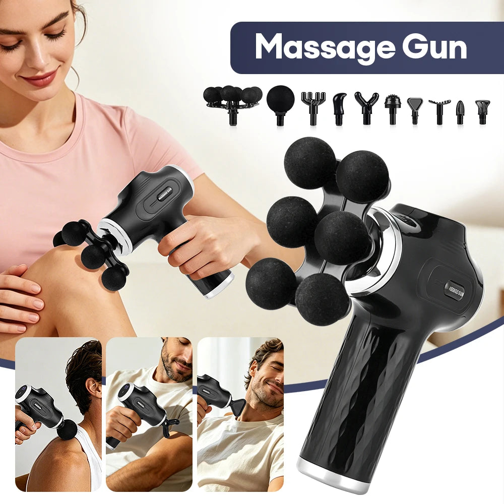Mini Fascia Gun 38 Level High Frequency Vibration 6-Heads Body Massage Gun Muscle Relaxation Shoulde Waist Back Leg Arm Massager