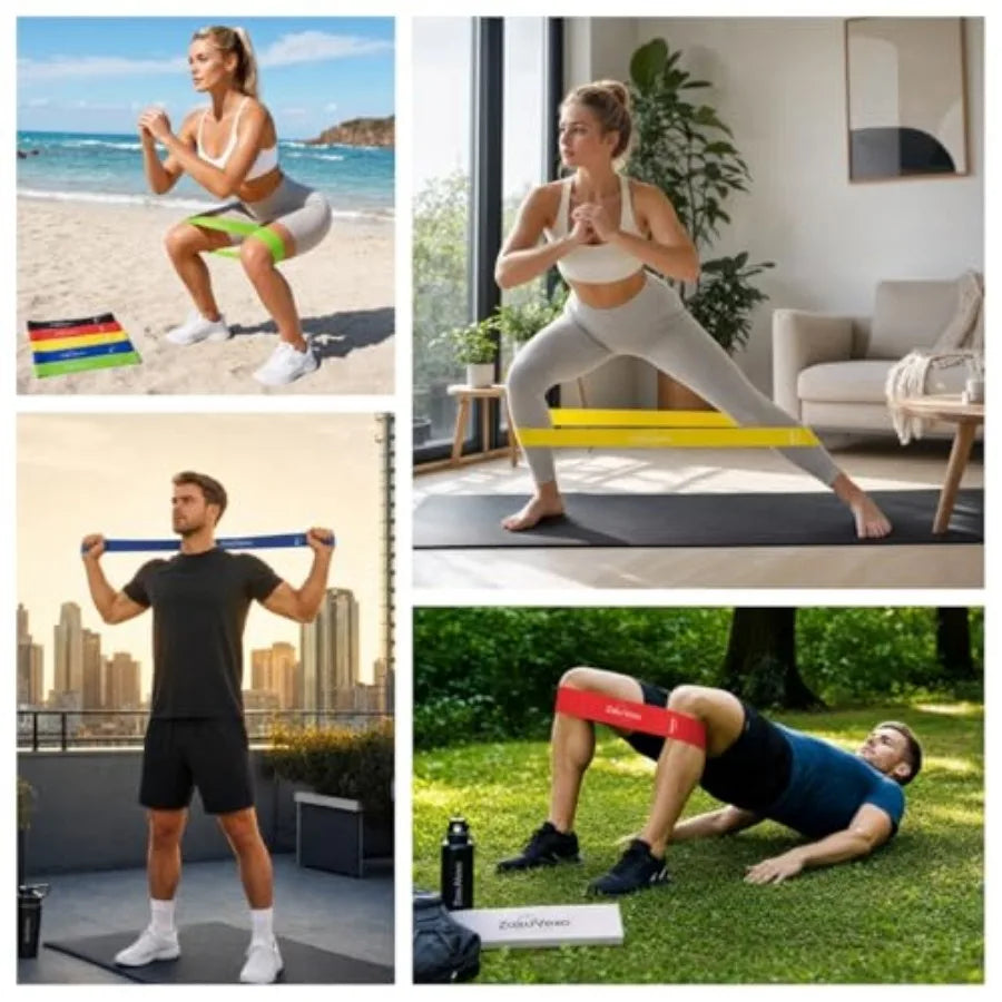 5-Pack Workout Resistance Bands: Elastic for Strength, Stretching, Pilates and Yoga.
