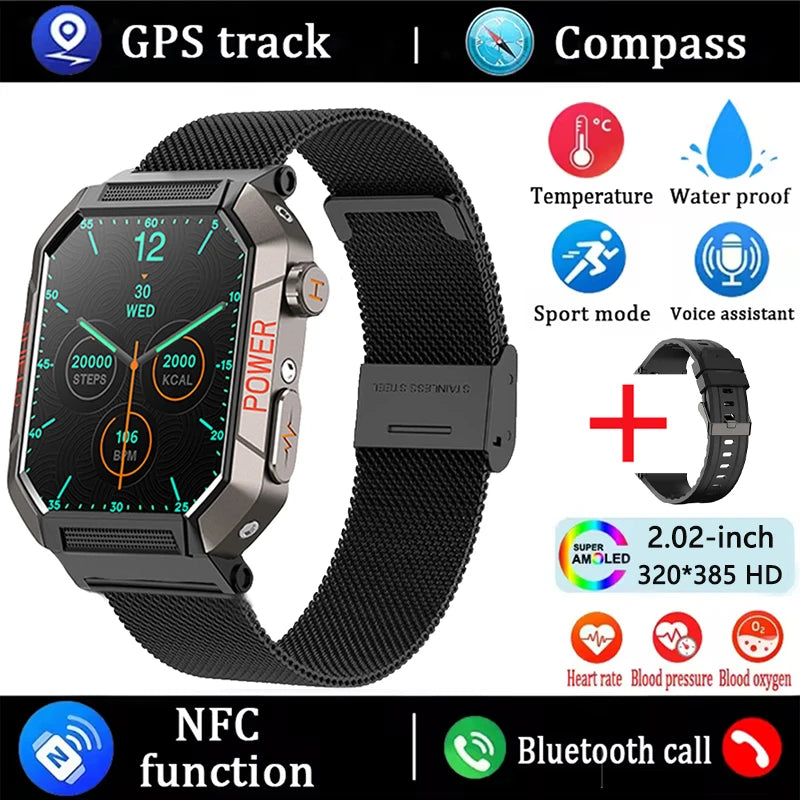 Military Smart Watch Men IP68Waterproof BT Call Fitness Tracker Heart Rate ECG Monitor