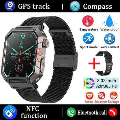 Military Smart Watch Men IP68Waterproof BT Call Fitness Tracker Heart Rate ECG Monitor