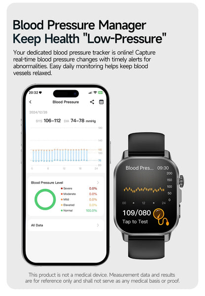 2026 Original Women Health Accurate Diagnosis Smart Watch ECG+HRV BP Blood Oxygen Uric Acid Heart Rate Bluetooth Call Smartwatch