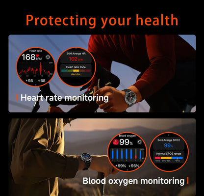 New 1400mAh Big Battery Smart Watch Men Outdoor GPS Flashlight IP68 Waterproof Bluetooth Call AMOLED Military Sports Smartwatch