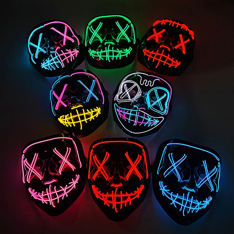 Wireless Neon LED Purge Mask Glow in The Dark Cosplay Horror Mask Halloween