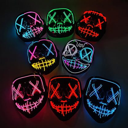 Wireless Neon LED Purge Mask Glow in The Dark Cosplay Horror Mask Halloween