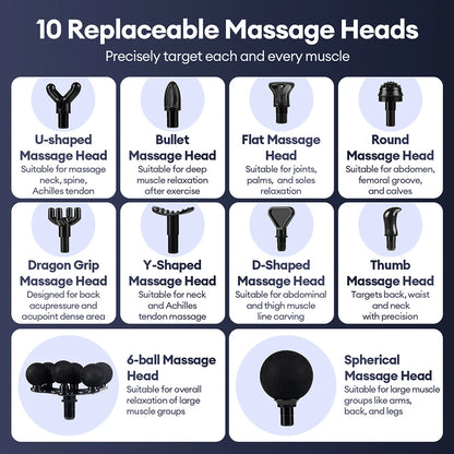Mini Fascia Gun 38 Level High Frequency Vibration 6-Heads Body Massage Gun Muscle Relaxation Shoulde Waist Back Leg Arm Massager
