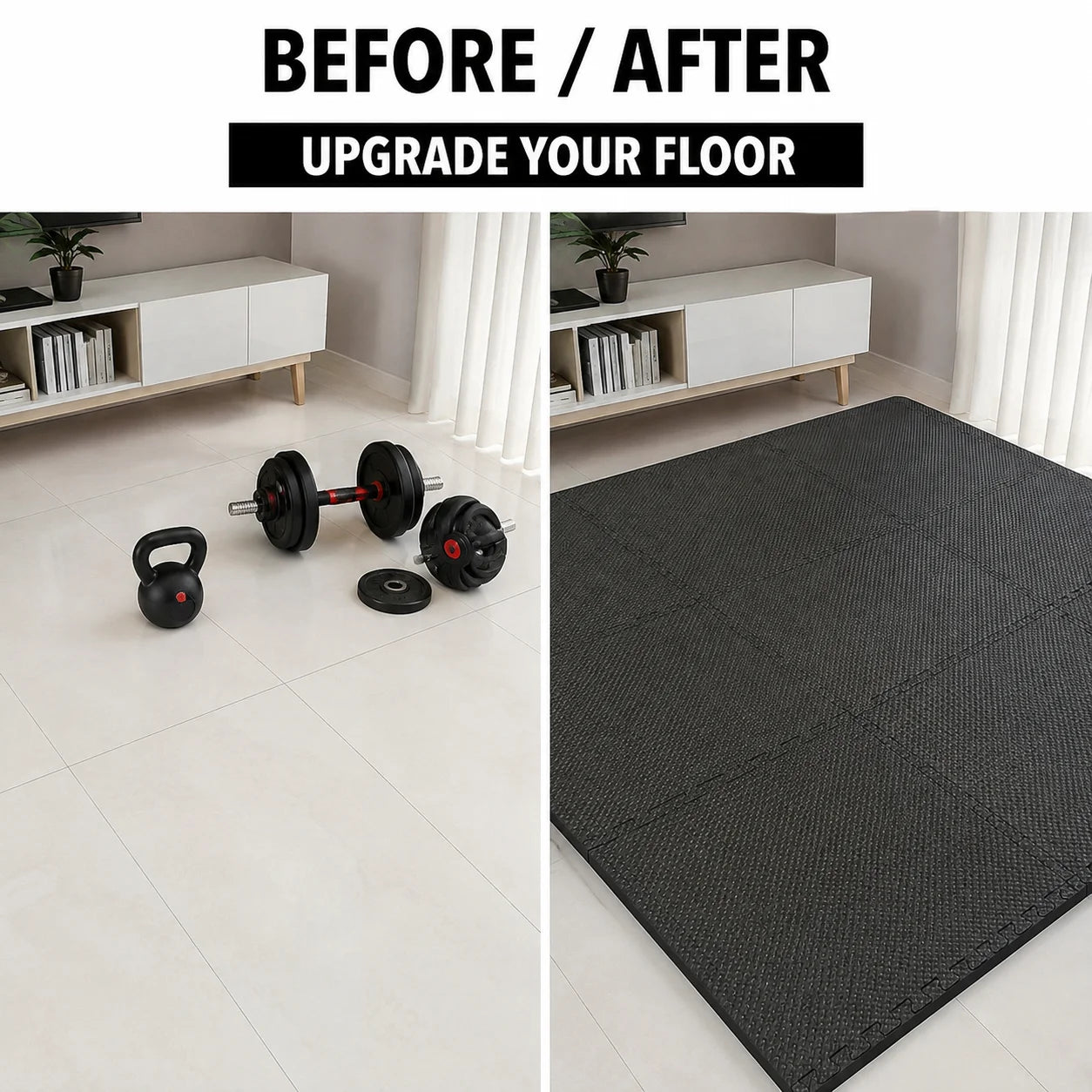 10-Piece High-Density, Bubble-Attached Workout Mat Set