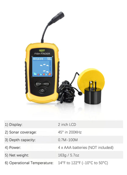 FFC1108-1 Alarm 100M Portable Sonar Fish Finders