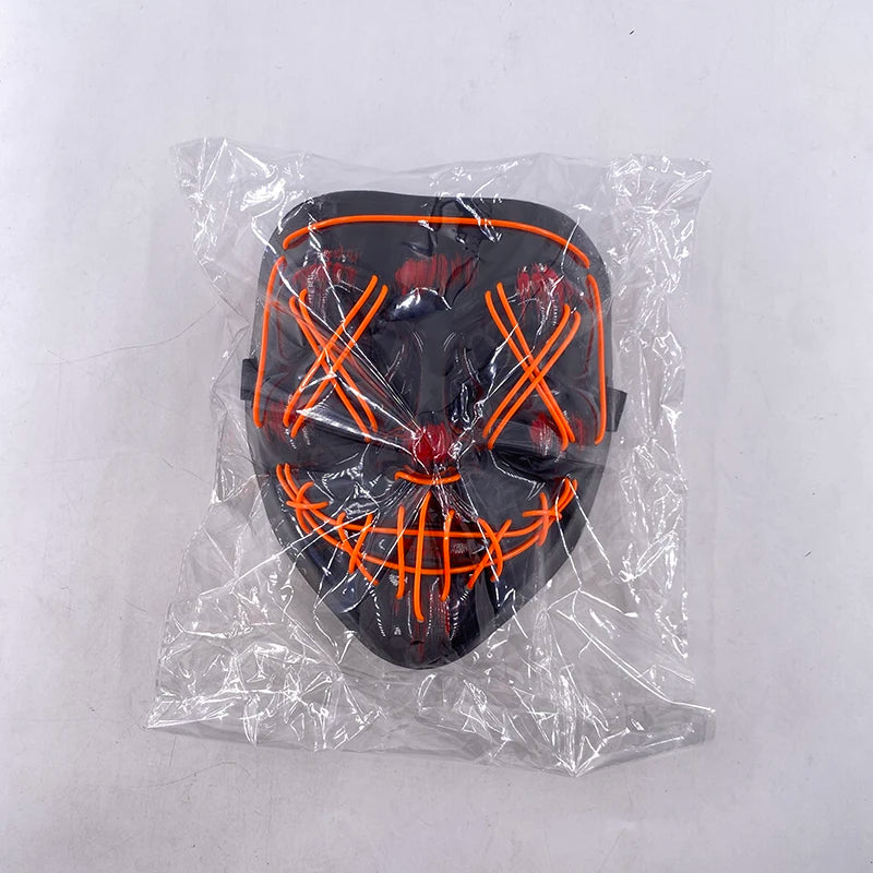 Wireless Neon LED Purge Mask Glow in The Dark Cosplay Horror Mask Halloween