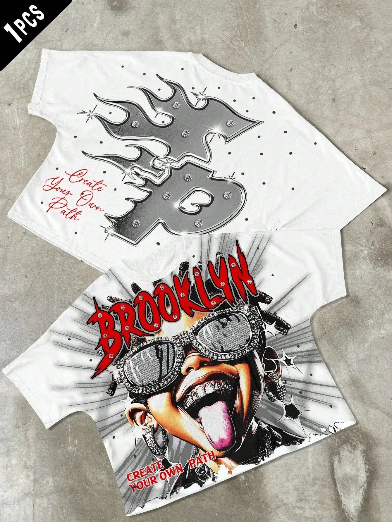 2026 Summer Men's T-shirt with Letter Print Breathable Lightweight Casual Roller Skating Hip-Hop Style Male T-shirt