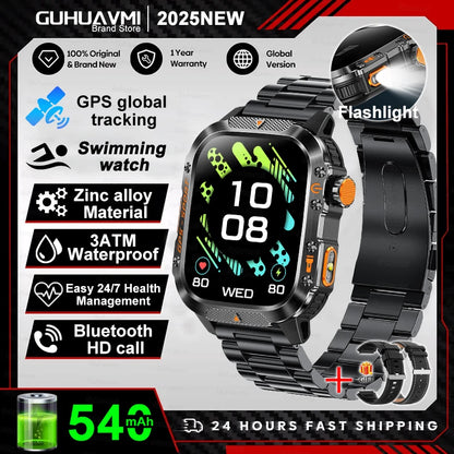 GPS T-Rex 3 Swim Sports Smart Watch 10ATM Waterproof Bracelet Flashlight Compass Bluetooth call Men Fitness Military Smartwatch