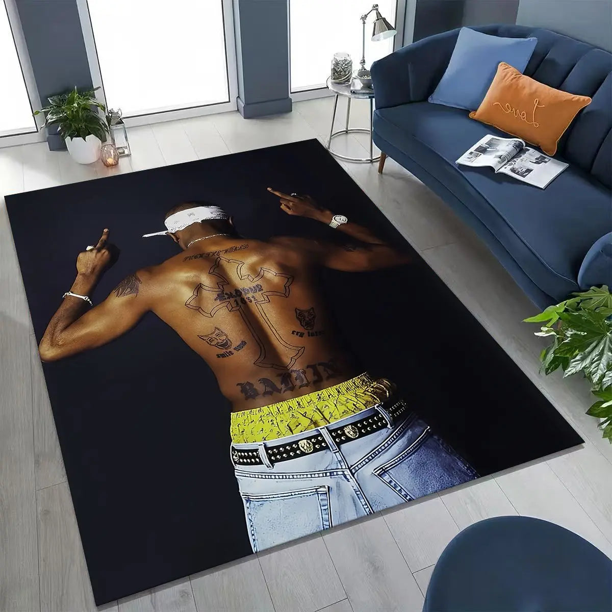 Tupac 2pac Rapper Eminem Hip Hop Rap God Art Rug for Bedroom Living Room Sofa Home Doormat Decor,