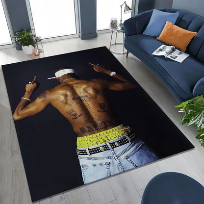 Tupac 2pac Rapper Eminem Hip Hop Rap God Art Rug for Bedroom Living Room Sofa Home Doormat Decor,
