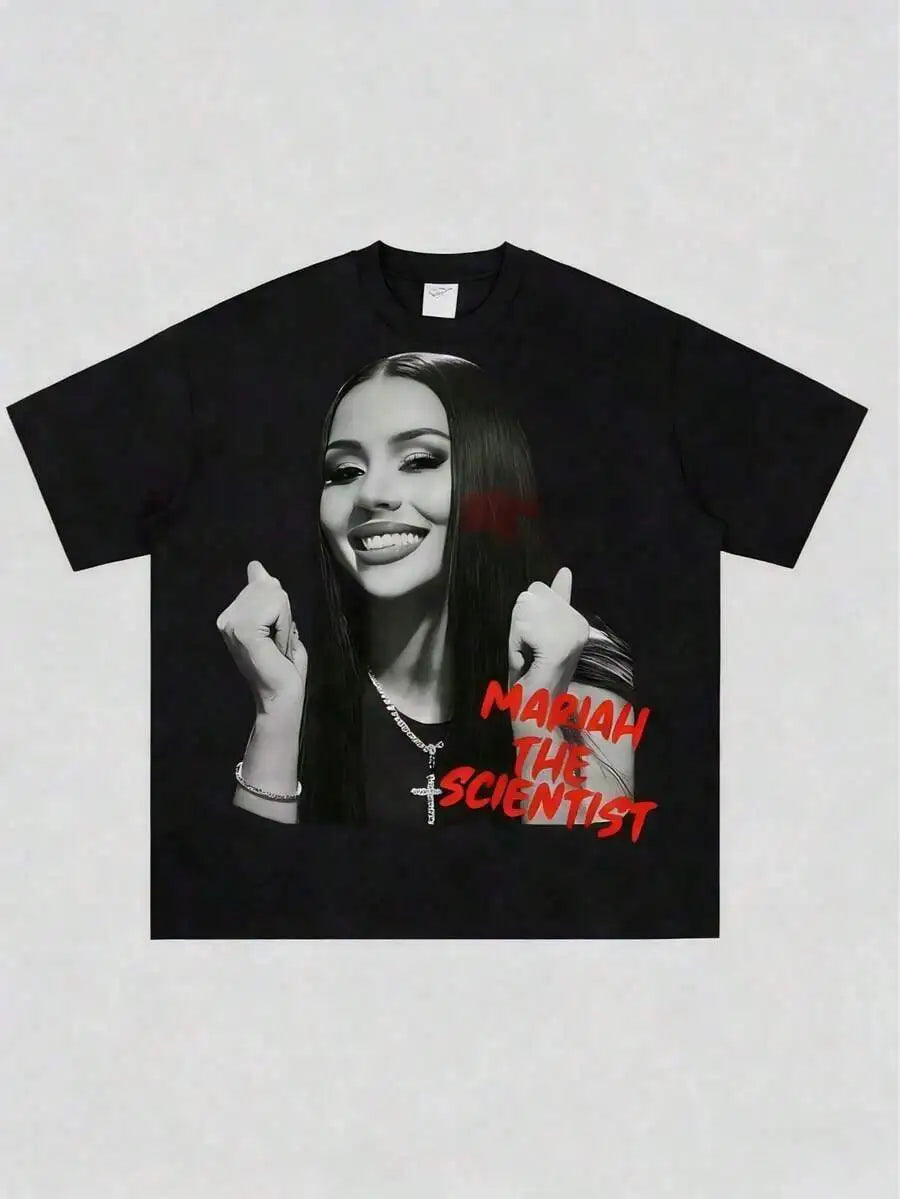 2026 Spring Summer Unisex Hip Hop Graphic Tee, Fashion New Arrival Clothing, Soft Cotton Crewneck Short Sleeve, Mariah Scientist Rapper Free Thugs Letter Print, Retro Rap Aesthetic Daily Casual Loungewear, Novelty Fan Gift To