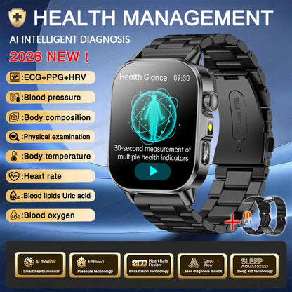 New Men Accurate Health Diagnosis ECG Smart Watch