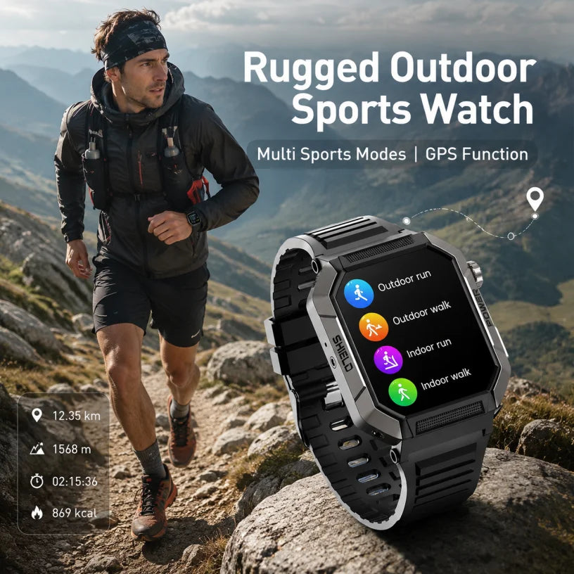 Military Smart Watch Men IP68Waterproof BT Call Fitness Tracker Heart Rate ECG Monitor