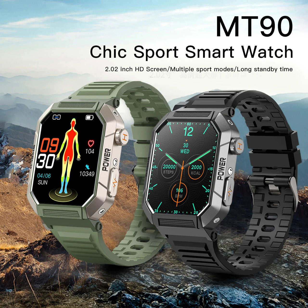 Military Smart Watch Men IP68Waterproof BT Call Fitness Tracker Heart Rate ECG Monitor