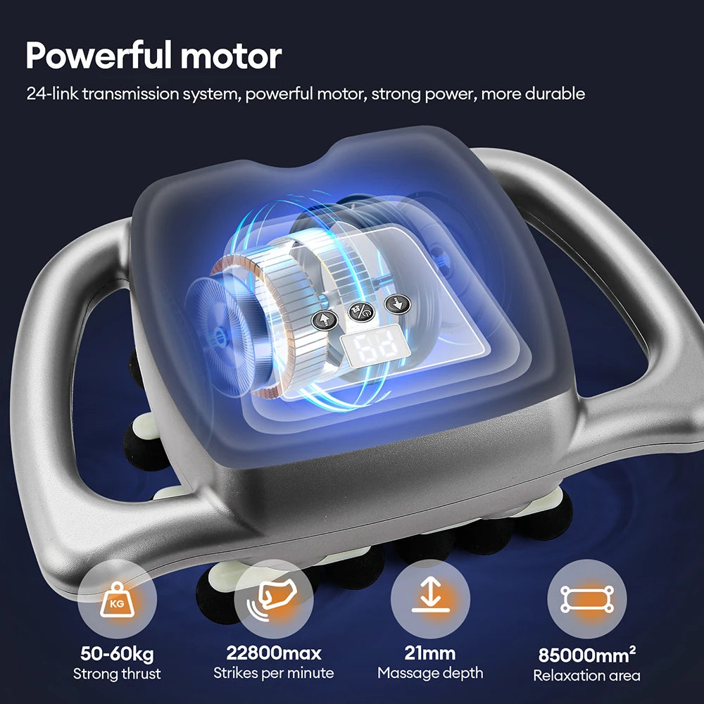 24-Heads Fascia Gun High-Frequency Vibration Body Massage Gun Back and Waist Massager