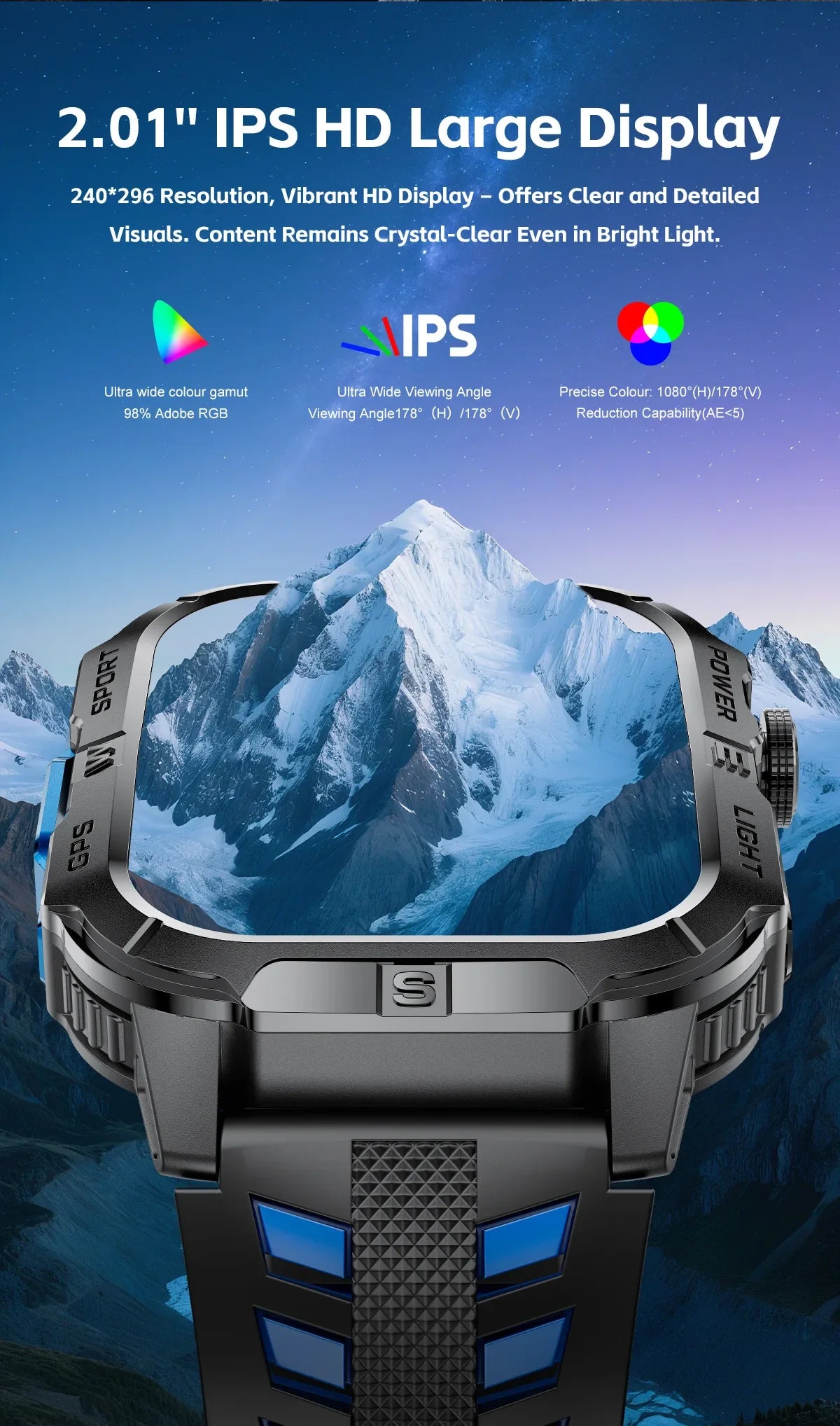 New Military Grade Smart Watch Men 2.01" AMOLED Screen Flashlight 5ATM Waterproof Swim Sports Fitness Tracker Call Smartwatches