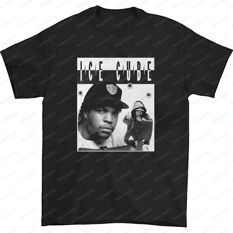 Men Clothing Ice Cube Rapper Hip Hop T-Shirt Vintage Rapper Graphic