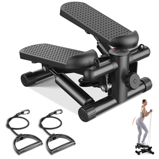 JHK Mini Stepper with Resistance Bands 300 LBS Weight Capacity Hydraulic Home Stepper Machine