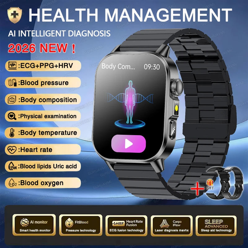 New Men Accurate Health Diagnosis ECG Smart Watch